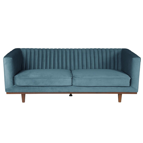 Canapé 3 places bleu clair en velours  - 3S. x Home - Salon meuble deco
