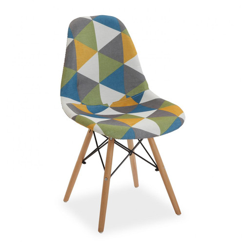 Chaise estampée Multicolore ORLEANS - Deco meuble design scandinave