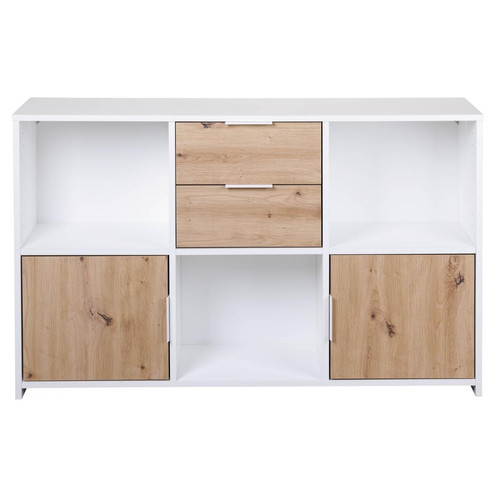 Commode PEPETO 2 tiroirs / 2 portes / 3 niches - Commode blanche design