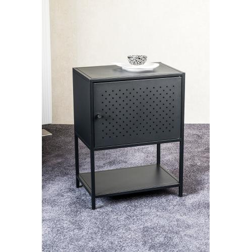 Console en métal avec étagère et porte noir 3S. x Home  - Salon meuble deco