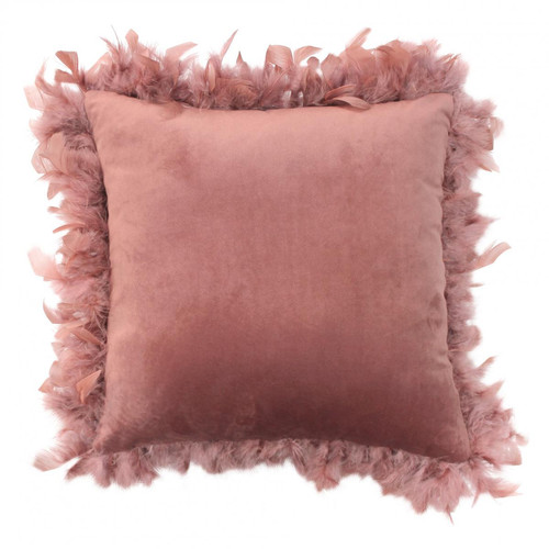 Coussin Compresse Plumes Velours Uni MARLINA Rose 40 x 40 CM - Selection love