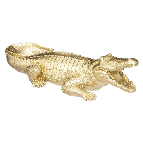Crocodile en résine doré 39x20x11