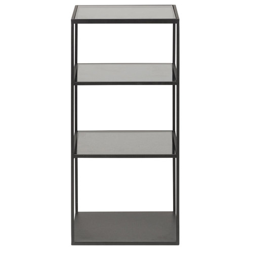 Etagère 3 niches métal et verre noir - Meuble bibliotheque design