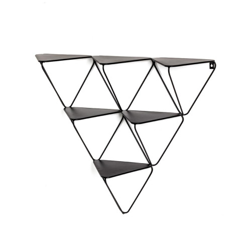 étagère murale triangulaire 2 niveaux en tube d'acier laqué noir  - 3S. x Home - Salon meuble deco