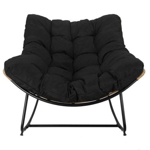 Fauteuil A Bascule Coussin Noir Tulum 3S. x Home   - Fauteuil et chaise de jardin design