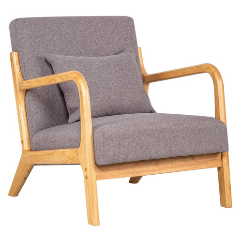 Fauteuil en bois massif Gris OHAMA - 3S. x Home - Pouf et fauteuil design