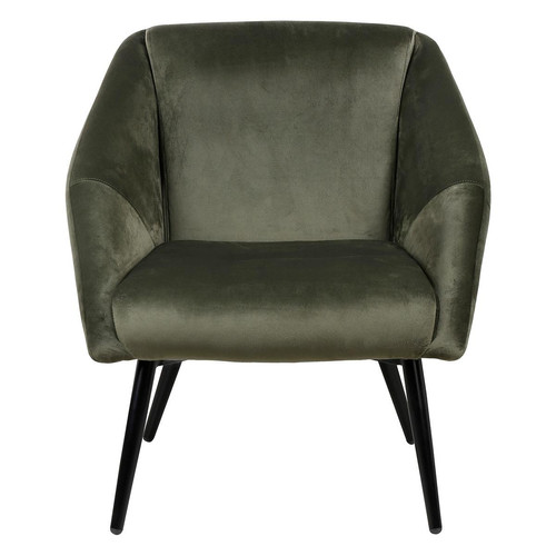 Fauteuil vert foncé velours  3S. x Home  - Pouf et fauteuil design