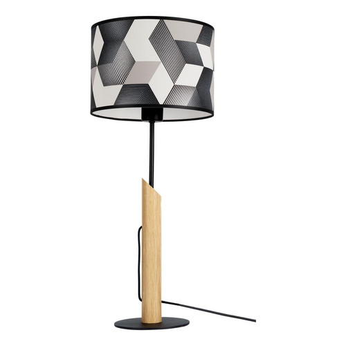 Lampe de table Espacio 1xE27 Max.60W Noir/Chêne huilé/Multicolore - Lampe a poser bois