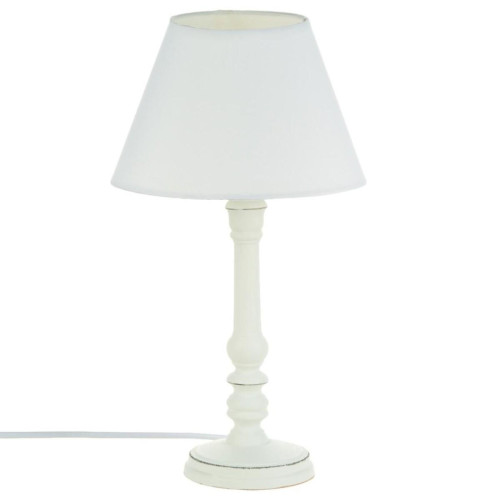 Lampe en bois blanc H36 cm
