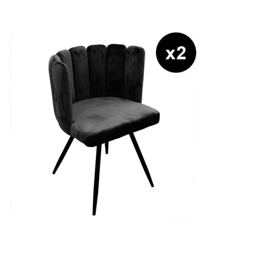 Lot de 2 Chaises ARIEL Velours Noir 3S. x Home  - Chaise design