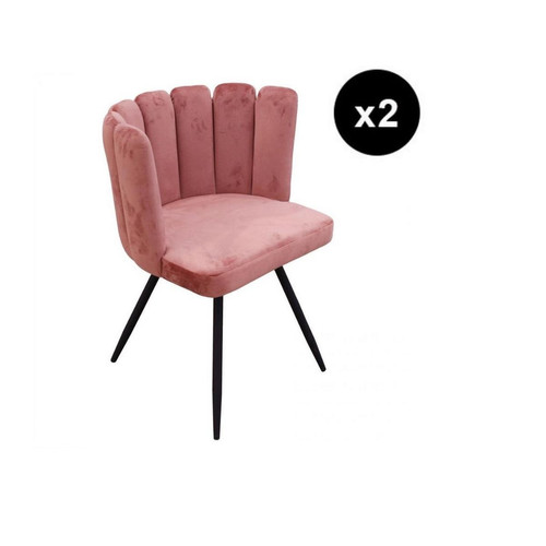 Lot de 2 Chaises ARIEL Velours Rose 3S. x Home  - Chaise design