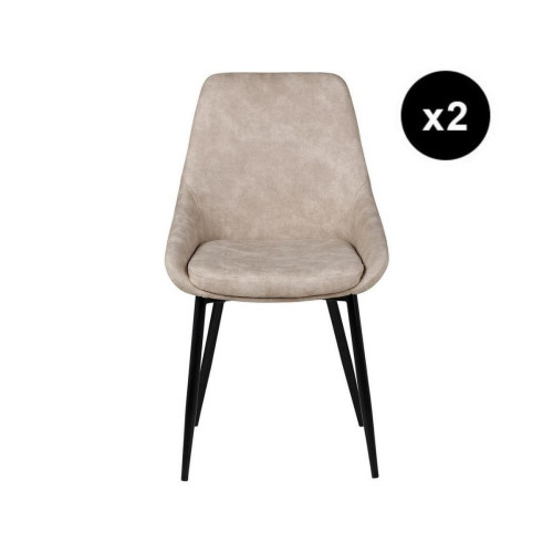 Lot de 2 chaises beige tissu effet daim 3S. x Home  - Lot de 2 chaises design