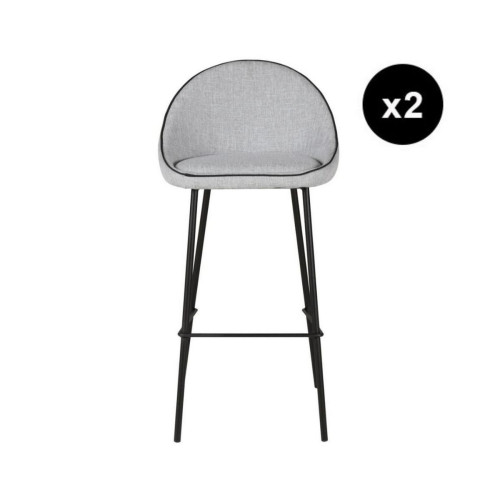 Lot de 2 chaises de bar tissu gris clair 3S. x Home  - Chaise tissu design