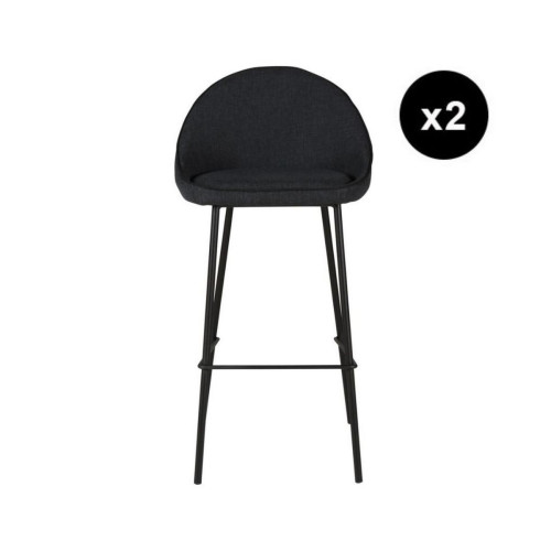 Lot de 2 chaises de bar tissu gris foncé - 3S. x Home - Lot de 2 chaises design