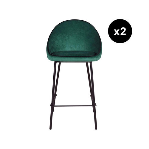 Lot de 2 chaises de bar velours vert canard - 3S. x Home - Chaise design et tabouret design
