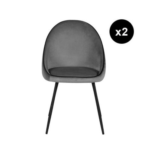 Lot de 2 chaises de repas velours anthracite 3S. x Home  - Lot de 2 chaises design