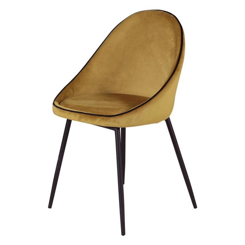 Chaise de repas velours ocre 3S. x Home  - Chaise orange design
