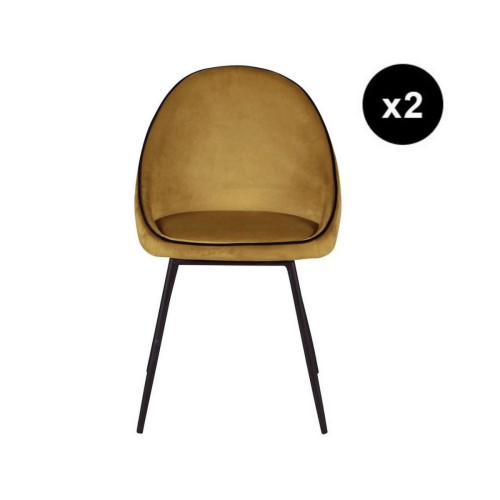 Lot de 2 chaises de repas velours ocre 3S. x Home  - Chaise design et tabouret design