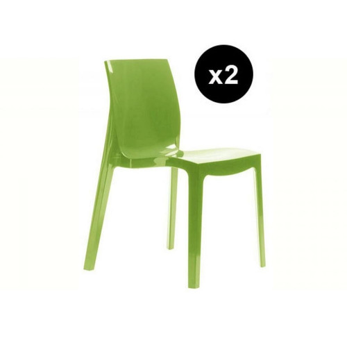 Lot de 2 Chaises Design Vert Laque' Victory - 3S. x Home - Chaise design