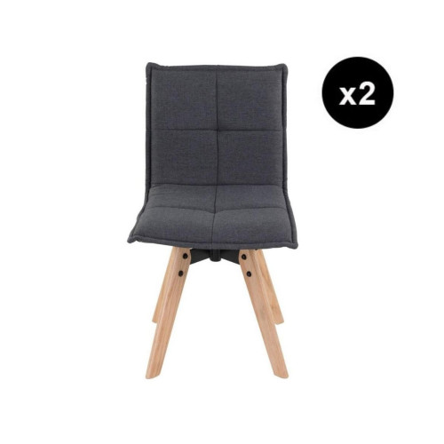 Lot de 2 chaises en tissu gris foncé 3S. x Home  - Chaise tissu design