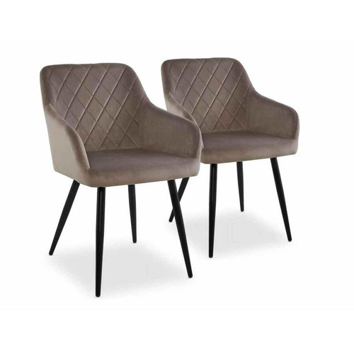 Lot de 2 chaises Velours Taupe Mariette 3S. x Home  - Chaise marron design