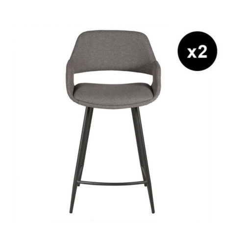 Lot de 2 chaises pour plan de travail tissu chevron gris 3S. x Home  - Lot de 2 chaises design