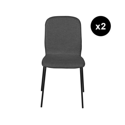 Lot de 2 chaises repas gris anthracite en tissu 3S. x Home  - Chaise tissu design
