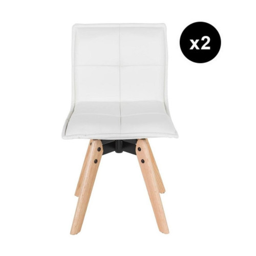 Lot de 2 chaises Scandinaves Capitonnées simili Blanches DAHOLA 3S. x Home  - Deco meuble design scandinave
