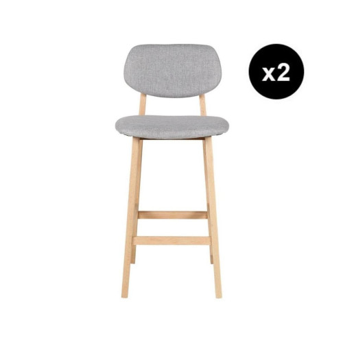 Lot de 2 chaises snack en tissu gris 3S. x Home  - Chaise tissu design