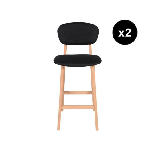 Lot de 2 chaises snack en tissu noir  - 3S. x Home - Chaise design