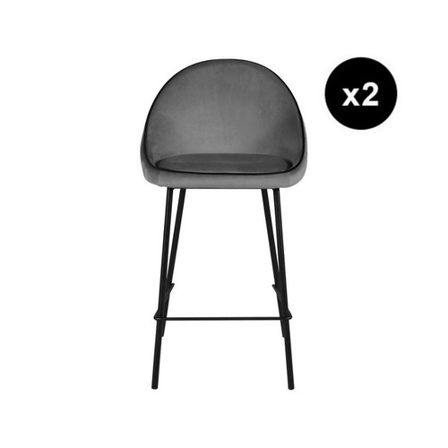 Lot de 2 chaises snack velours anthracite - 3S. x Home - 3s x home
