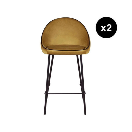 Lot de 2 chaises snack velours ocre 3S. x Home  - Chaise orange design