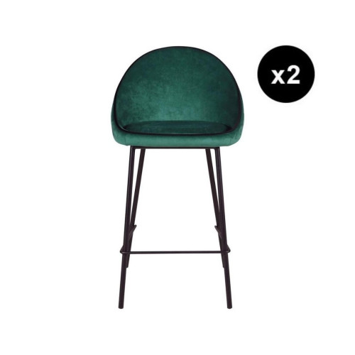 Lot de 2 chaises snack velours vert canard - 3S. x Home - Chaise design et tabouret design