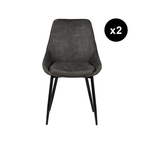 Lot de 2 chaises tissu effet daim gris foncé - 3S. x Home - Chaise design