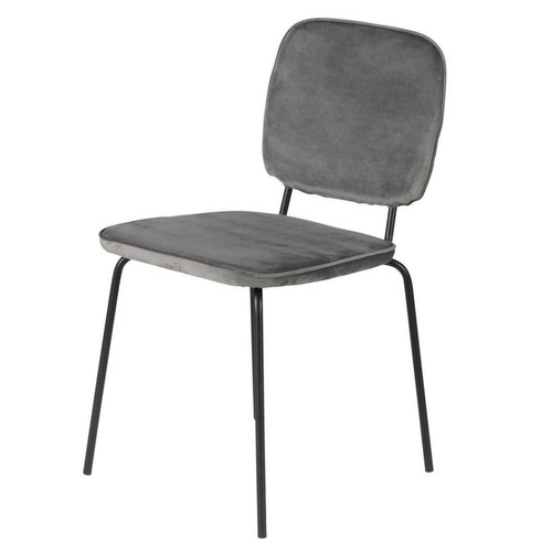 chaise Velour Gris LYOKO - Chaise metal design
