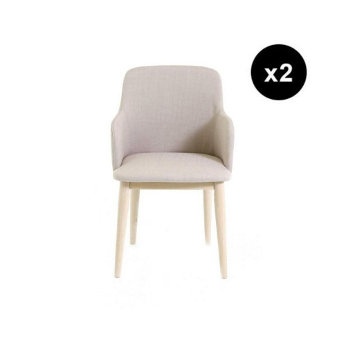 lot de 2 fauteuils beige en Tissu 3S. x Home  - Fauteuil tissu design