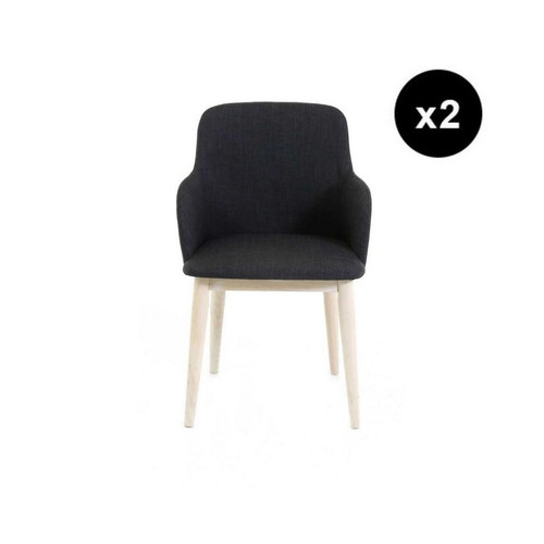 Lot de 2 fauteuils gris foncé en Tissu 3S. x Home  - Fauteuil gris design