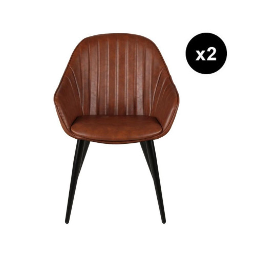 Lot de 2 fauteuils marron vintage 3S. x Home  - Chaise marron design