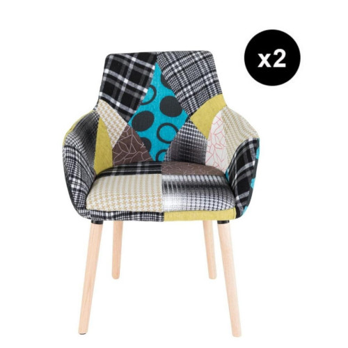 Lot de 2 fauteuils Patchwork RIKEL 3S. x Home  - Pouf et fauteuil design