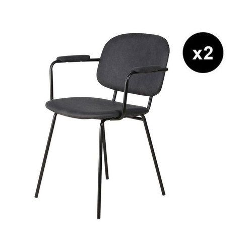 lot de 2 fauteuils tissu effet daim noir 3S. x Home  - Fauteuil