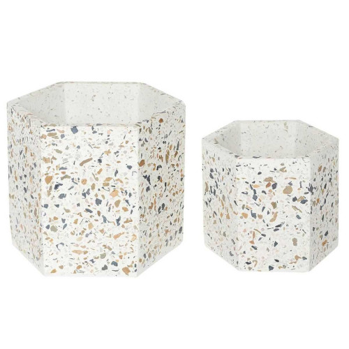 Lot De 2 Pot De Fleur en Céramique blanc Terrazzo 3S. x Home   - Vase blanc design