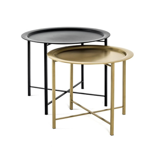 lot de 2 tables basses métal noir et or 3S. x Home  - Table basse noir design
