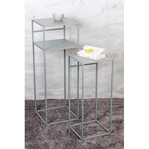 Lot de 2 tables d'appoint en métal gris 3S. x Home  - Salon meuble deco
