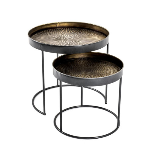 Lot de 2 tables d'appoint plateau en métal cuivre - 3S. x Home - Nouveautes deco design