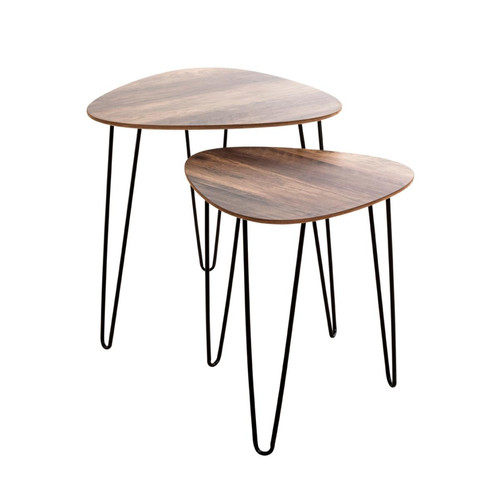 Lot de 2 tables d'appoint en métal laqué noir 3S. x Home  - Table d appoint design