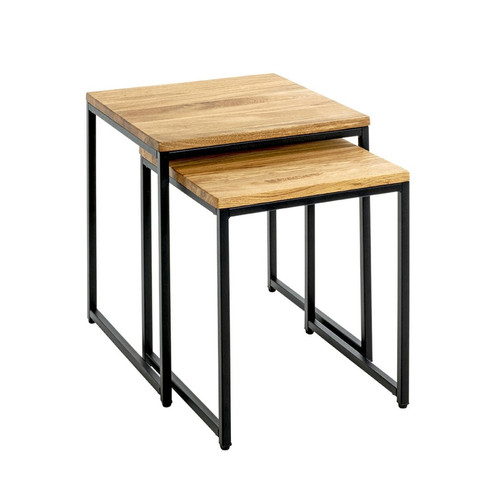 Lot de 2 tables d'appoint gigognes plateau en chêne 3S. x Home  - Nouveautes deco design