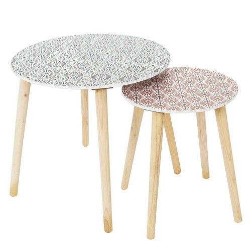Lot de 2 Tables GIGOGNE Scandinave PATIO 3S. x Home  - Table basse bois design