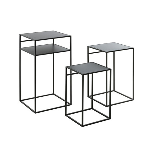 Lot de 3 tables d'appoint métal laqué noir 3S. x Home  - Edition Authentique Salon