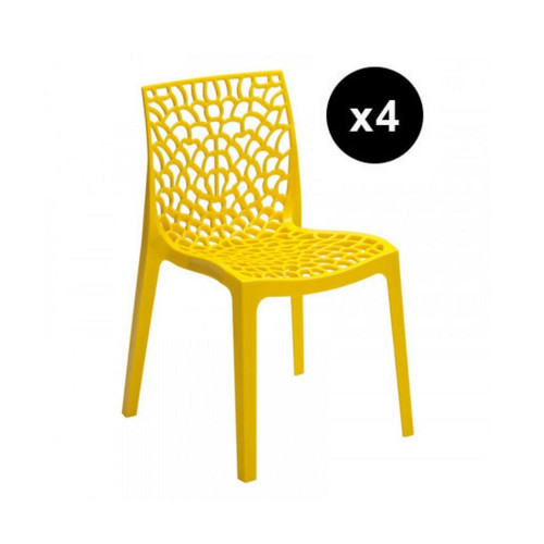 Lot de 4 Chaises Design Jaune Gruvyer 3S. x Home  - Chaise jaune design