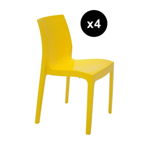 Lot de 4 Chaises Design Jaune Istanbul 3S. x Home  - Chaise jaune design